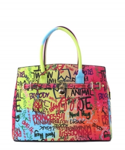 Graffiti Print Satchel Handbag 6537 A